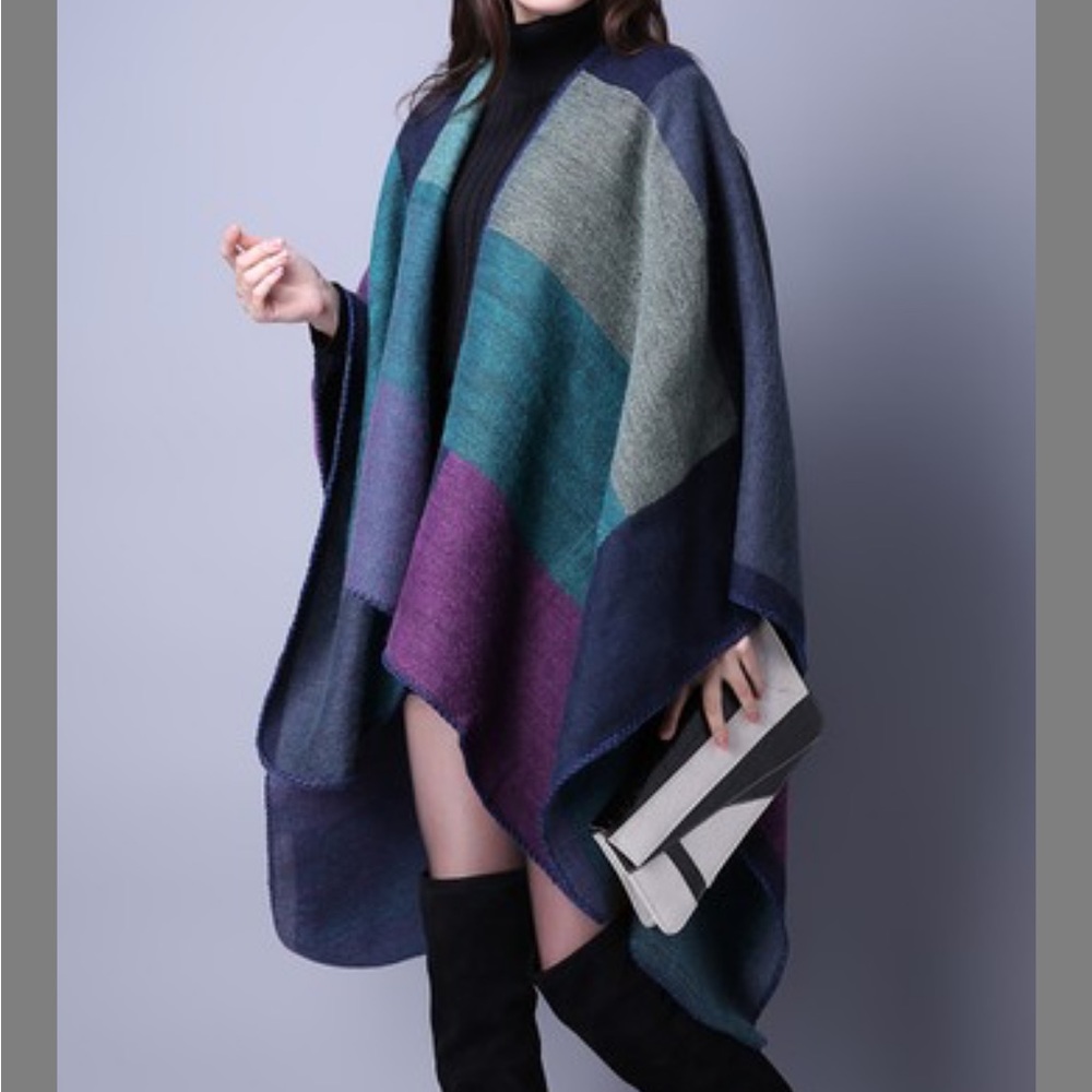 Coeur de Vague | Purple & Teal Shawl Wrap - Women